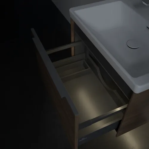 VILLEROY BOCH Subway 3.0 Vanity unit, s osvětlením, 1 zásuvka, 622 x 429 x 478 mm, Arizona Oak #C575L0VH, obrázek 9