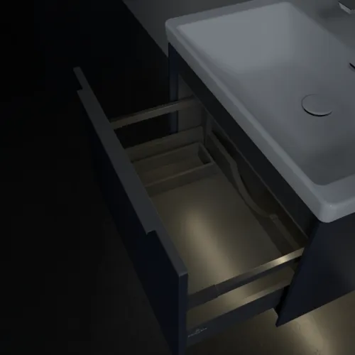 VILLEROY BOCH Subway 3.0 Vanity unit, s osvětlením, 1 zásuvka, 622 x 429 x 478 mm, Marine Blue #C575L0VQ, obrázek 9