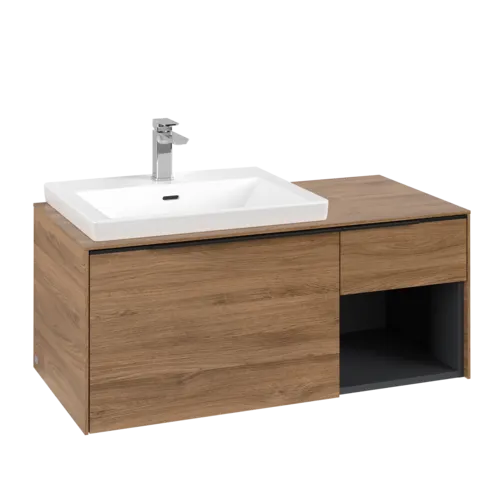 VILLEROY BOCH Subway 3.0 Vanity unit, s osvětlením, 2 výsuvy, 1001 x 423 x 516 mm, dub Kansas / dub Kansas #C572L1RH