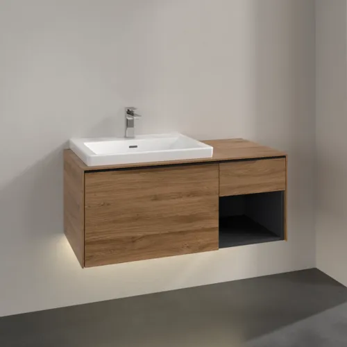 VILLEROY BOCH Subway 3.0 Vanity unit, s osvětlením, 2 výsuvy, 1001 x 423 x 516 mm, dub Kansas / dub Kansas #C572L1RH, obrázek 2