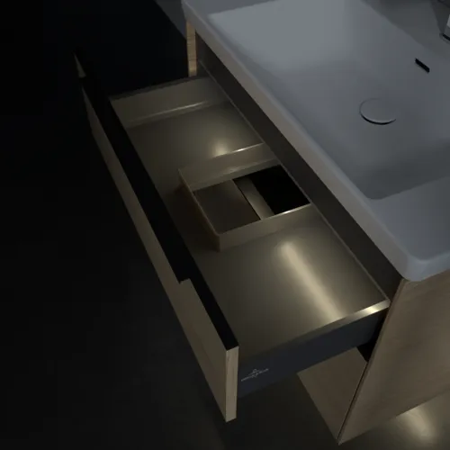 VILLEROY BOCH Subway 3.0 Vanity unit, s osvětlením, 2 výsuvy, 772 x 576 x 478 mm, severský dub #C574L1VJ, obrázek 9