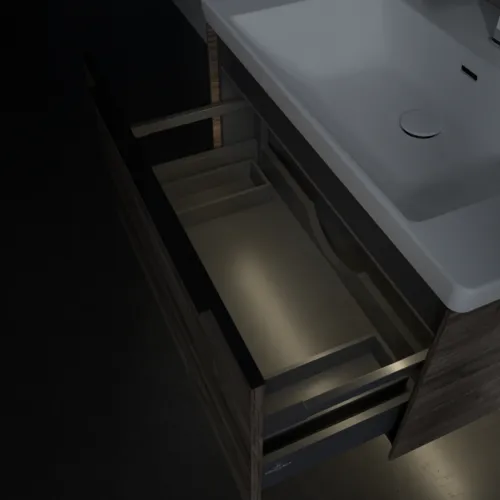 VILLEROY BOCH Subway 3.0 Vanity unit, s osvětlením, 1 zásuvka, 772 x 429 x 478 mm, Stone Oak #C573L1RK, obrázek 8