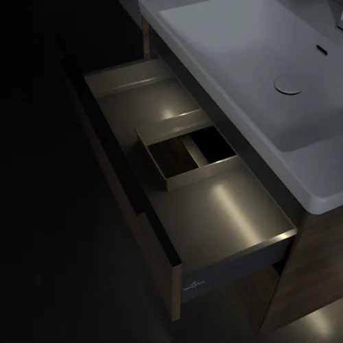 VILLEROY BOCH Subway 3.0 Vanity unit, s osvětlením, 2 výsuvy, 772 x 576 x 478 mm, Arizona Oak #C574L1VH, obrázek 9