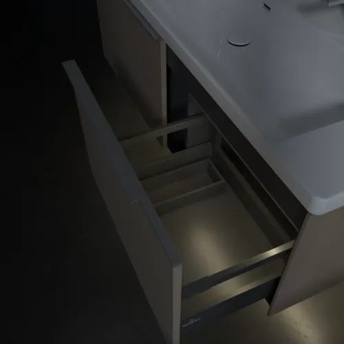 VILLEROY BOCH Subway 3.0 Vanity unit, s osvětlením, 2 výsuvy, 1272 x 429 x 478 mm, taupe #C601L0VM, obrázek 8
