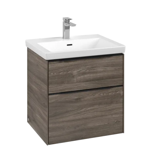 VILLEROY BOCH Subway 3.0 Vanity unit, s osvětlením, 2 výsuvy, 572 x 576 x 478 mm, Stone Oak #C578L1RK