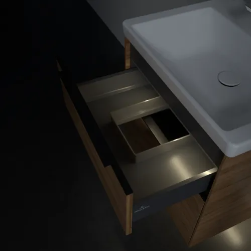 VILLEROY BOCH Subway 3.0 Vanity unit, s osvětlením, 2 výsuvy, 572 x 576 x 478 mm, dub Kansas #C578L1RH, obrázek 9