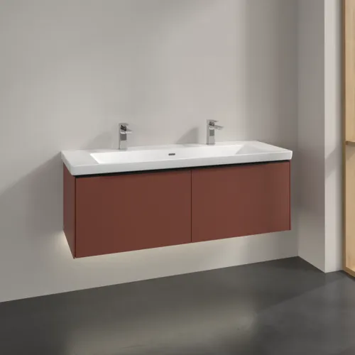 VILLEROY BOCH Subway 3.0 Vanity unit, s osvětlením, 2 výsuvy, 1272 x 429 x 478 mm, vínově červená #C601L1AH, obrázek 2