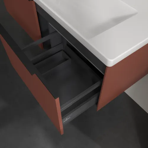 VILLEROY BOCH Subway 3.0 Vanity unit, s osvětlením, 2 výsuvy, 1272 x 429 x 478 mm, vínově červená #C601L1AH, obrázek 7