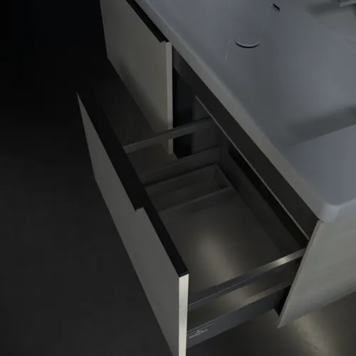 VILLEROY BOCH Subway 3.0 Vanity unit, s osvětlením, 2 výsuvy, 1272 x 429 x 478 mm, bílý dub #C601L1AA, obrázek 8