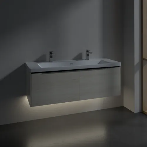 VILLEROY BOCH Subway 3.0 Vanity unit, s osvětlením, 2 výsuvy, 1272 x 429 x 478 mm, bílý dub #C601L1AA, obrázek 5