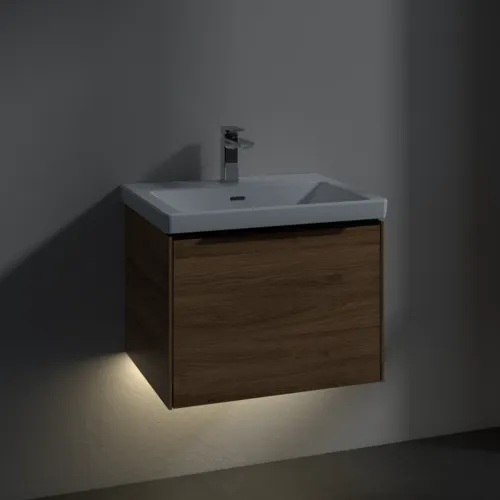 VILLEROY BOCH Subway 3.0 Vanity unit, s osvětlením, 1 zásuvka, 572 x 429 x 478 mm, dub Kansas #C577L1RH, obrázek 5