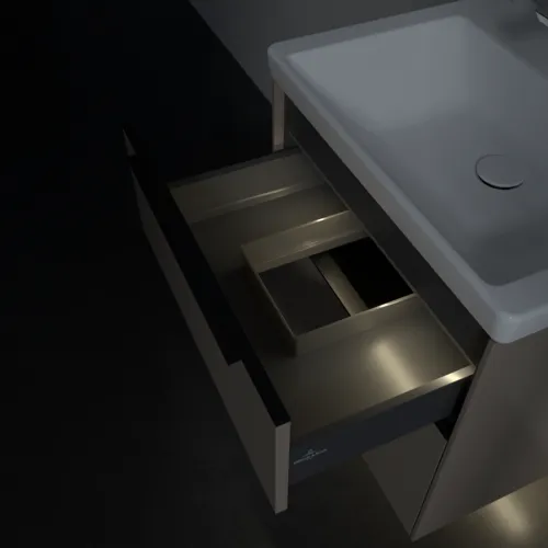 VILLEROY BOCH Subway 3.0 Vanity unit, s osvětlením, 2 výsuvy, 572 x 576 x 478 mm, taupe #C578L1VM, obrázek 9