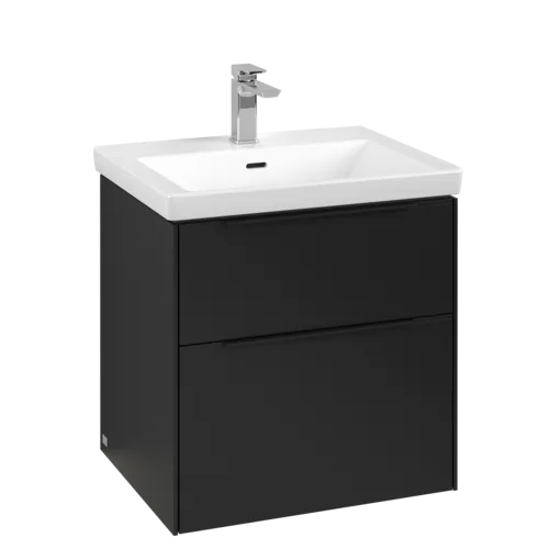 VILLEROY BOCH Subway 3.0 Vanity unit, s osvětlením, 2 výsuvy, 572 x 576 x 478 mm, Volcano Black #C578L1VL