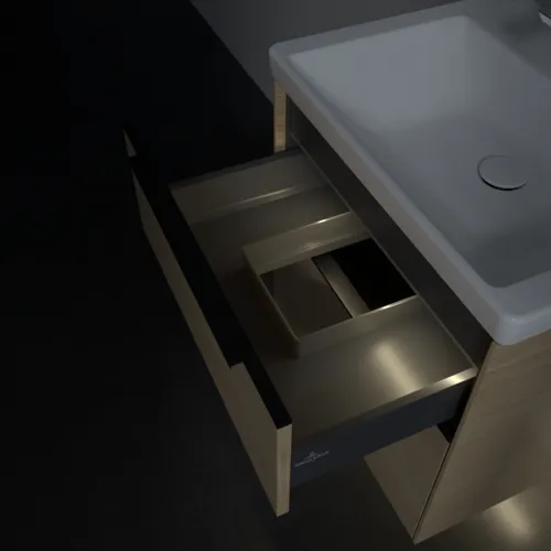 VILLEROY BOCH Subway 3.0 Vanity unit, s osvětlením, 2 výsuvy, 572 x 576 x 478 mm, severský dub #C578L1VJ, obrázek 9