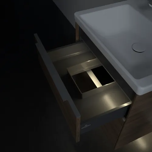 VILLEROY BOCH Subway 3.0 Vanity unit, s osvětlením, 2 výsuvy, 572 x 576 x 478 mm, Arizona Oak #C578L0VH, obrázek 9