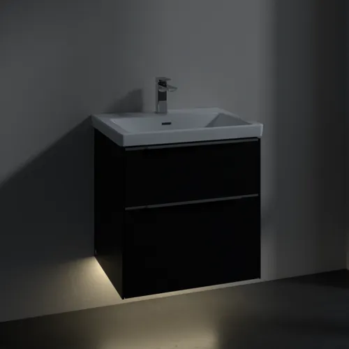 VILLEROY BOCH Subway 3.0 Vanity unit, s osvětlením, 2 výsuvy, 572 x 576 x 478 mm, Volcano Black #C578L0VL, obrázek 5