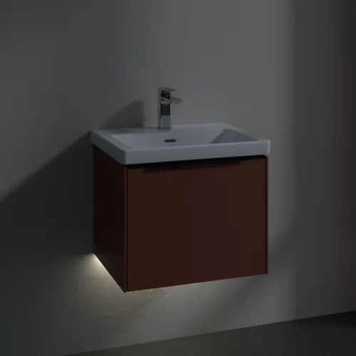 VILLEROY BOCH Subway 3.0 Vanity unit, s osvětlením, 1 zásuvka, 523 x 429 x 448 mm, vínově červená #C579L1AH, obrázek 5