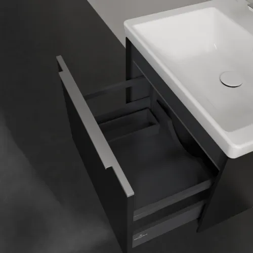 VILLEROY BOCH Subway 3.0 Vanity unit, s osvětlením, 1 zásuvka, 572 x 429 x 478 mm, Volcano Black #C577L0VL, obrázek 7