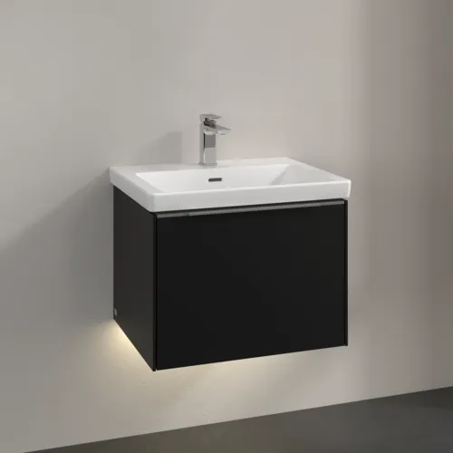 VILLEROY BOCH Subway 3.0 Vanity unit, s osvětlením, 1 zásuvka, 572 x 429 x 478 mm, Volcano Black #C577L0VL, obrázek 2