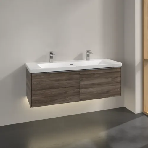 VILLEROY BOCH Subway 3.0 Vanity unit, s osvětlením, 2 výsuvy, 1272 x 429 x 478 mm, Stone Oak #C601L0RK, obrázek 2