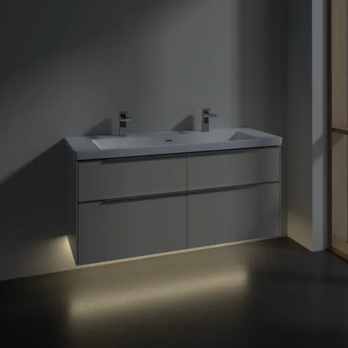 VILLEROY BOCH Subway 3.0 Vanity unit, s osvětlením, 4 výsuvy, 1272 x 576 x 478 mm, Cashmere Grey #C602L0VN, obrázek 5