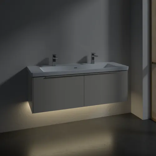 VILLEROY BOCH Subway 3.0 Vanity unit, s osvětlením, 2 výsuvy, 1272 x 429 x 478 mm, Cashmere Grey #C601L2VN, obrázek 5