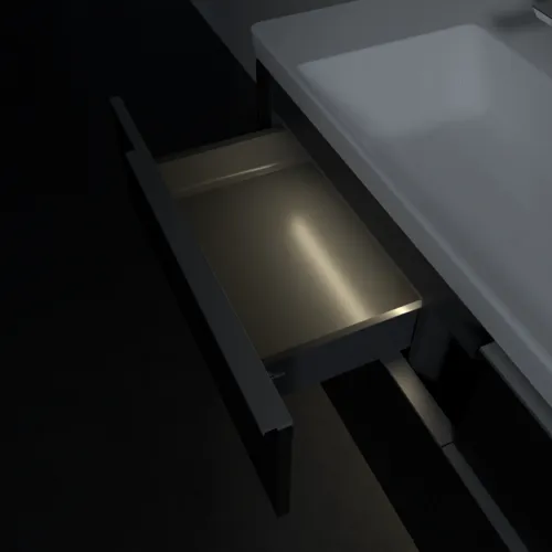 VILLEROY BOCH Subway 3.0 Vanity unit, s osvětlením, 4 výsuvy, 1272 x 576 x 478 mm, Volcano Black #C602L0VL, obrázek 9