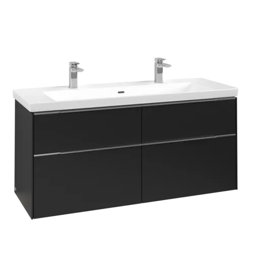 VILLEROY BOCH Subway 3.0 Vanity unit, s osvětlením, 4 výsuvy, 1272 x 576 x 478 mm, Volcano Black #C602L0VL