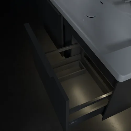 VILLEROY BOCH Subway 3.0 Vanity unit, s osvětlením, 2 výsuvy, 1272 x 429 x 478 mm, grafitová barva #C601L2VR, obrázek 8