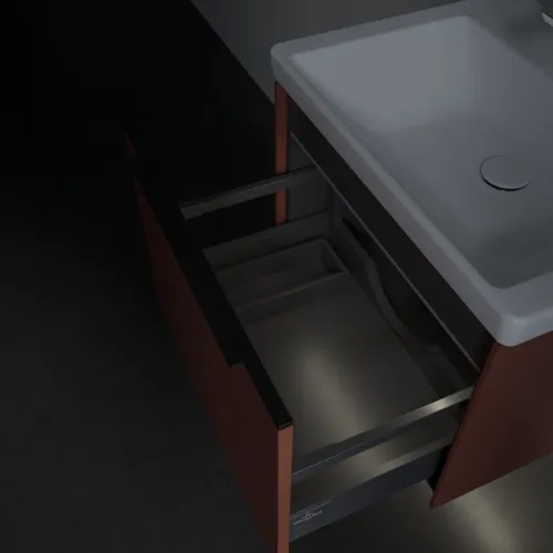 VILLEROY BOCH Subway 3.0 Vanity unit, s osvětlením, 1 zásuvka, 572 x 429 x 478 mm, vínově červená #C577L1AH, obrázek 8