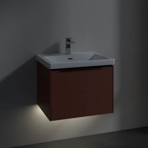 VILLEROY BOCH Subway 3.0 Vanity unit, s osvětlením, 1 zásuvka, 572 x 429 x 478 mm, vínově červená #C577L1AH, obrázek 5