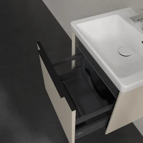 VILLEROY BOCH Subway 3.0 Vanity unit, s osvětlením, 1 zásuvka, 473 x 429 x 408 mm, Cashmere Grey #C580L1VN, obrázek 7