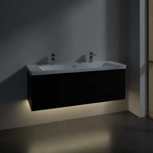 VILLEROY BOCH Subway 3.0 Vanity unit, s osvětlením, 2 výsuvy, 1272 x 429 x 478 mm, Volcano Black #C601L1VL, obrázek 5
