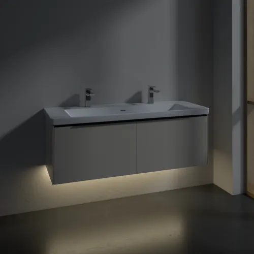 VILLEROY BOCH Subway 3.0 Vanity unit, s osvětlením, 2 výsuvy, 1272 x 429 x 478 mm, Cashmere Grey #C601L1VN, obrázek 5