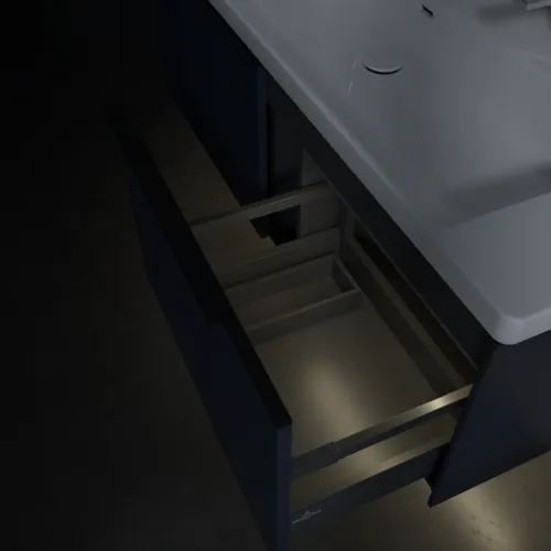 VILLEROY BOCH Subway 3.0 Vanity unit, s osvětlením, 2 výsuvy, 1272 x 429 x 478 mm, Marine Blue #C601L1VQ, obrázek 8