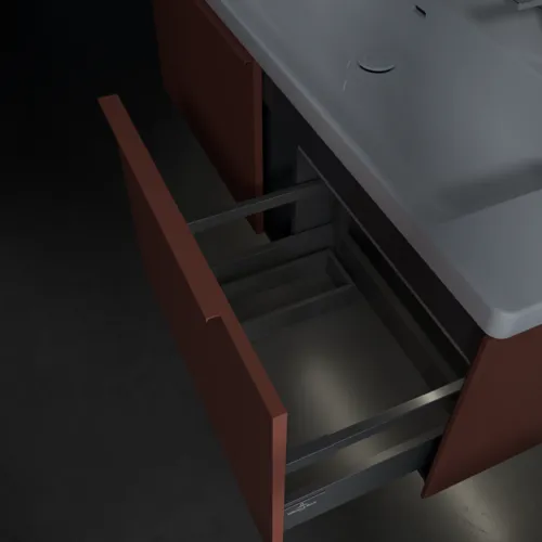 VILLEROY BOCH Subway 3.0 Vanity unit, s osvětlením, 2 výsuvy, 1272 x 429 x 478 mm, vínově červená #C601L2AH, obrázek 9