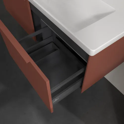VILLEROY BOCH Subway 3.0 Vanity unit, s osvětlením, 2 výsuvy, 1272 x 429 x 478 mm, vínově červená #C601L2AH, obrázek 8