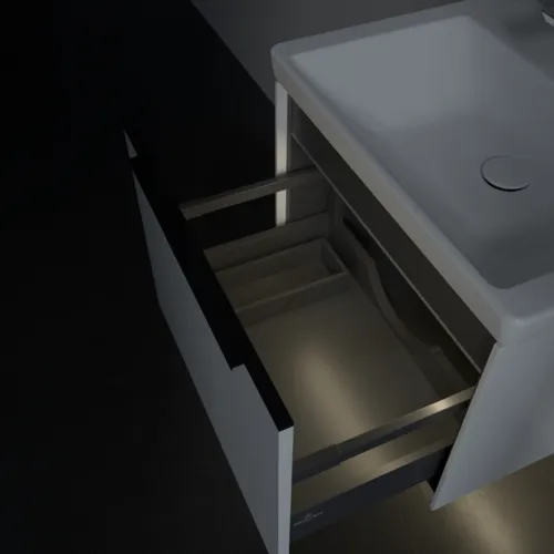 VILLEROY BOCH Subway 3.0 Vanity unit, s osvětlením, 1 zásuvka, 572 x 429 x 478 mm, čistě bílá #C577L1VF, obrázek 8