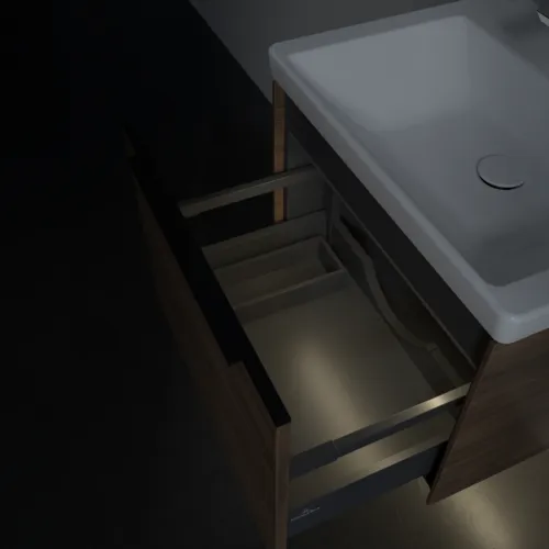 VILLEROY BOCH Subway 3.0 Vanity unit, s osvětlením, 1 zásuvka, 572 x 429 x 478 mm, Arizona Oak #C577L1VH, obrázek 8