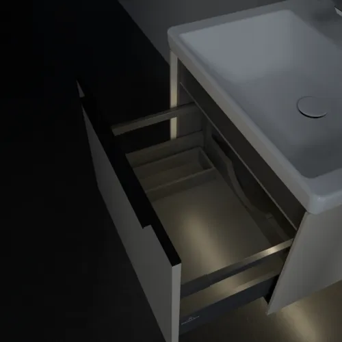 VILLEROY BOCH Subway 3.0 Vanity unit, s osvětlením, 1 zásuvka, 572 x 429 x 478 mm, Cashmere Grey #C577L1VN, obrázek 8