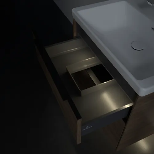 VILLEROY BOCH Subway 3.0 Vanity unit, s osvětlením, 2 výsuvy, 622 x 576 x 478 mm, Arizona Oak #C576L1VH, obrázek 9