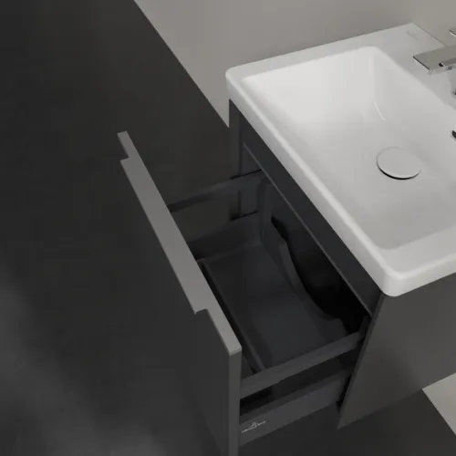 VILLEROY BOCH Subway 3.0 Vanity unit, s osvětlením, 1 zásuvka, 473 x 429 x 408 mm, grafitová barva #C580L0VR, obrázek 7