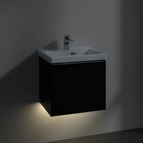 VILLEROY BOCH Subway 3.0 Vanity unit, s osvětlením, 1 zásuvka, 473 x 429 x 408 mm, Volcano Black #C580L0VL, obrázek 5