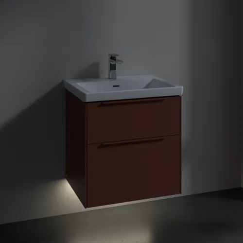 VILLEROY BOCH Subway 3.0 Vanity unit, s osvětlením, 2 výsuvy, 572 x 576 x 478 mm, vínově červená #C578L2AH, obrázek 5