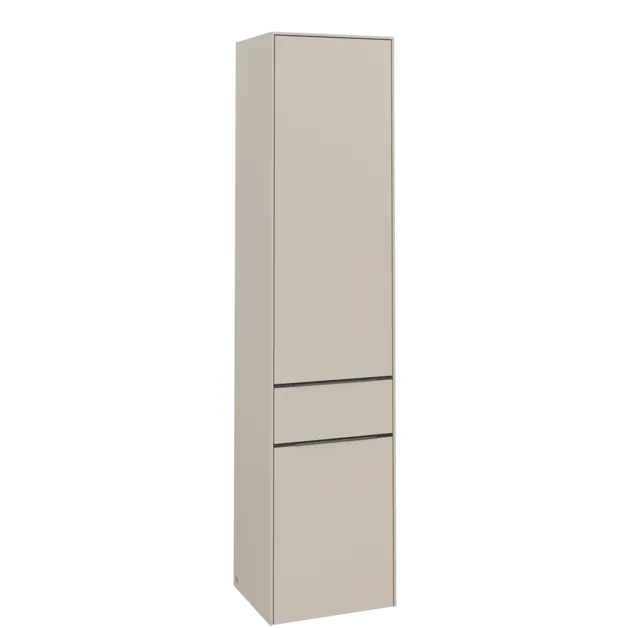 VILLEROY BOCH Subway 3.0 Vysoká skříňka, 2 dveře, 1 zásuvka, 400 x 1710 x 362 mm, Cashmere Grey / Cashmere Grey #C59002VN