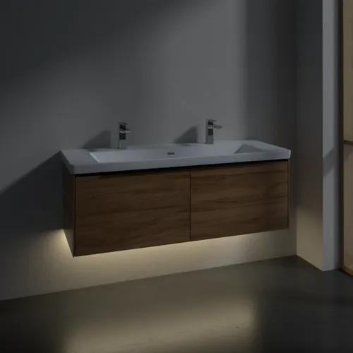 VILLEROY BOCH Subway 3.0 Vanity unit, s osvětlením, 2 výsuvy, 1272 x 429 x 478 mm, dub Kansas #C601L1RH, obrázek 5