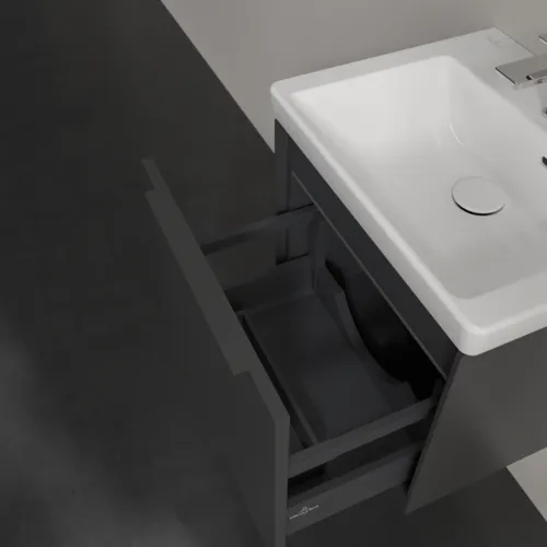 VILLEROY BOCH Subway 3.0 Vanity unit, s osvětlením, 1 zásuvka, 473 x 429 x 408 mm, grafitová barva #C580L2VR, obrázek 7