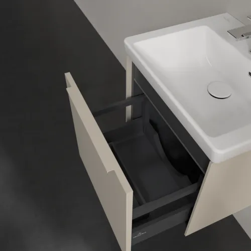 VILLEROY BOCH Subway 3.0 Vanity unit, s osvětlením, 1 zásuvka, 473 x 429 x 408 mm, Cashmere Grey #C580L2VN, obrázek 7