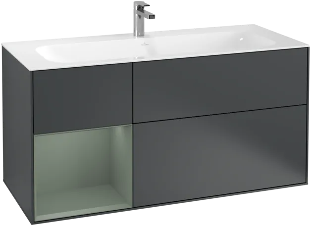 VILLEROY BOCH Toaletní skříňka Finion, s osvětlením, 3 výsuvy, 1196 x 591 x 498 mm, Midnight Blue Matt Lacquer / Olive Matt Lacquer #F060GMHG, obrázek 1