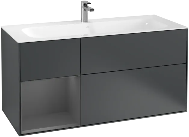 VILLEROY BOCH Toaletní skříňka Finion, s osvětlením, 3 výsuvy, 1196 x 591 x 498 mm, Midnight Blue Matt Lacquer / Anthracite Matt Lacquer #F060GKHG, obrázek 1